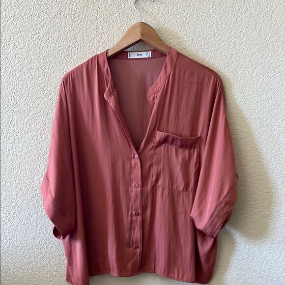 Mango Terracotta Relaxed Blouse Size 10 - Picture 7 of 16